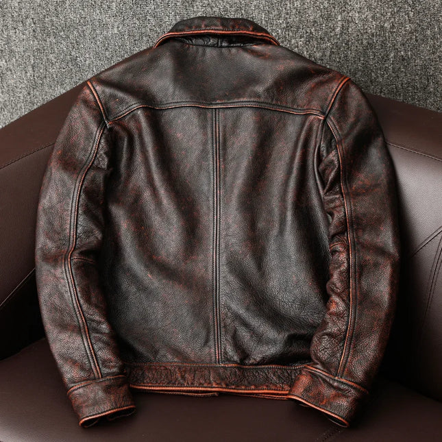 Copersian Vintage Men Leather Jacket Cowhide Distressed by zapcart