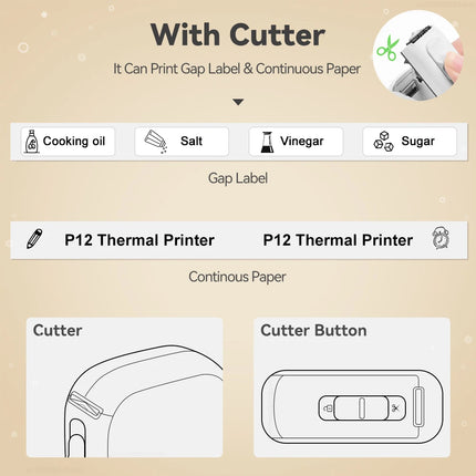 UniPlus Inkless Label Printer P12 Pocket BT AutoCut Home by zapcart