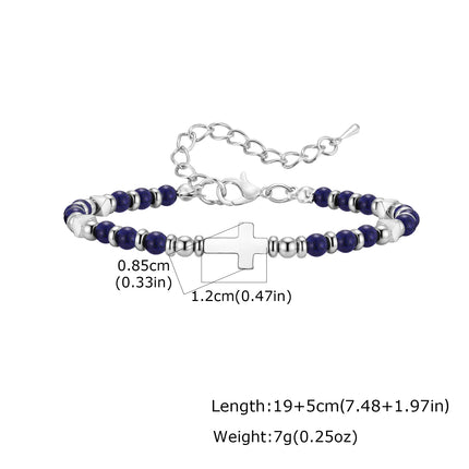 Trendy Unique Natural Stone Beaded Bracelet, Stainless Steel Chain Wristband Bracelet, Classic Tiger Eye Stone Jewelry for Men by zapcart