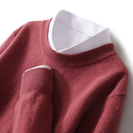 Ganleawort Men Wool Sweater Round Neck Warm Knit Pullover by zapcart
