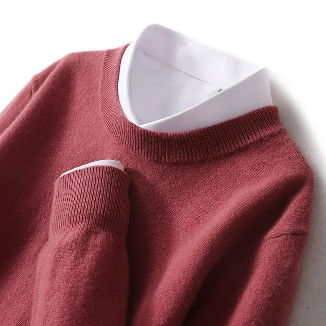 Ganleawort Men Wool Sweater Round Neck Warm Knit Pullover by zapcart