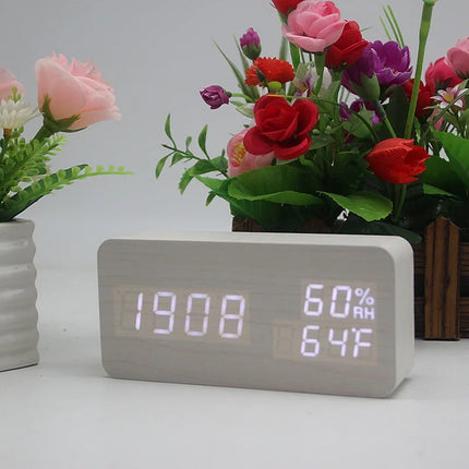 NieNeinChoice Voice Control Wood Digital Alarm Clock Bedroom by zapcart