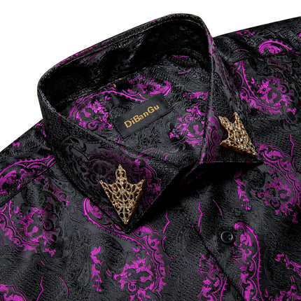 HenanChoice Mens Jacquard Paisley Shirt Long Sleeve Luxury by zapcart