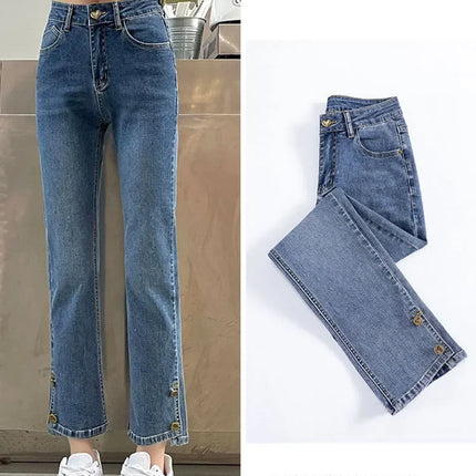 Chic Design High Waist Slim Straight Jeans Women Stretch by zapcart