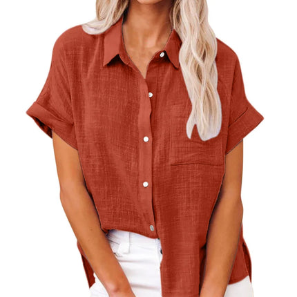 Cotton Linen Summer Tee For Women Breathable Loose Fit by zapcart
