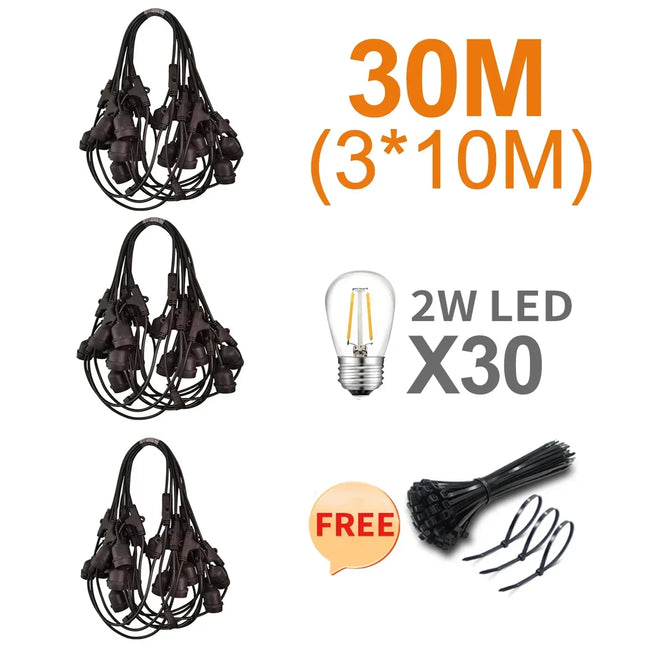 Foroureyes Outdoor Festoon LED Fairy Lights 30m Warm White by zapcart