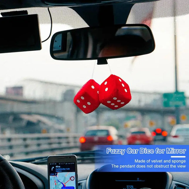 Car Plush Dice Pendant New Year Velvet Decoration For Cars by zapcart