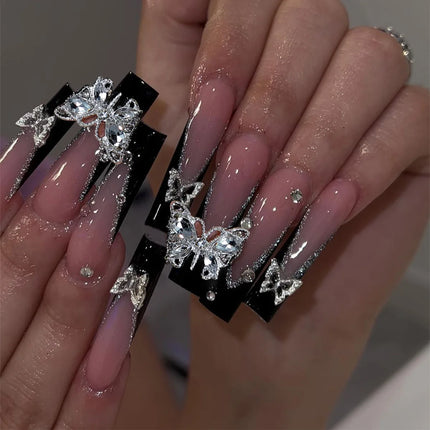 Extra Long Press On Nails Glue Included Bear Bow For Women by zapcart
