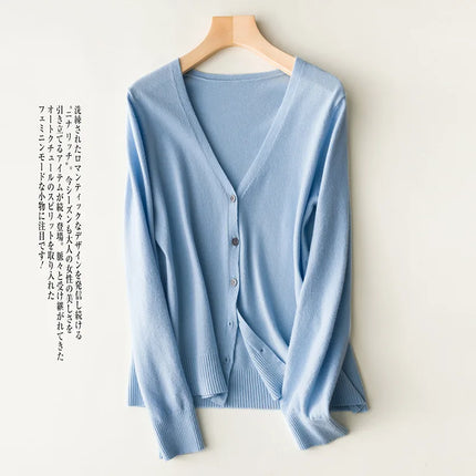 Women Cardigans 2032 Single Breasted V Neck Knit Outerwear by zapcart
