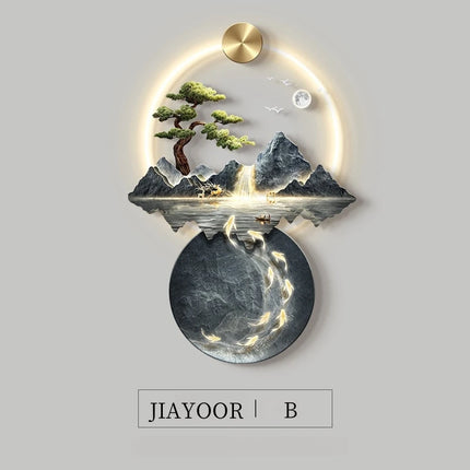 Modern Background Landscape Painting LED Wall Lamp For Living Room Corridor Home Decoration Mural Light Remote Control Lighting by zapcart