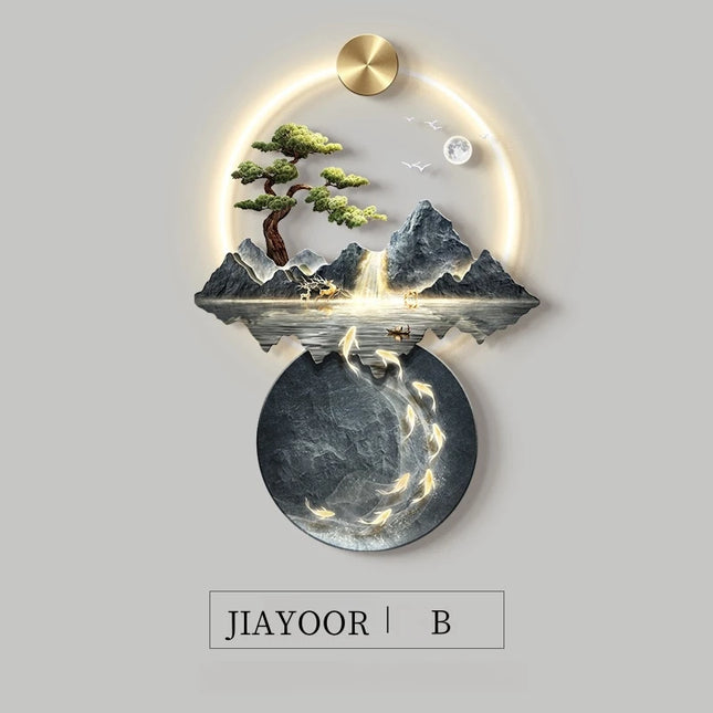 Modern Background Landscape Painting LED Wall Lamp For Living Room Corridor Home Decoration Mural Light Remote Control Lighting by zapcart