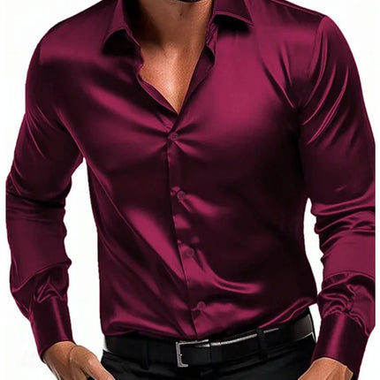 CN Jiangxi Men's Long Sleeve Shirt Silky Smooth Slim Fit by zapcart