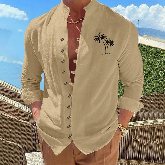 Men Casual Long Sleeve Solid Color Shirt CN Zhejiang by zapcart