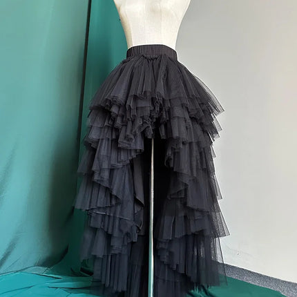 Gothic Lolita Mesh Asymmetrical Showstopper Skirt for Women by zapcart
