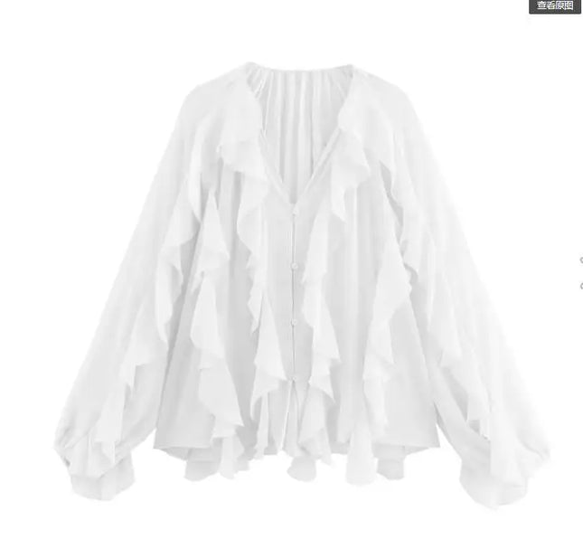 Trafza Women V Neck Blouse Elegant Workwear Polished by zapcart