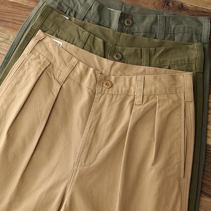 Iceupsnow Men Autumn Twill Pleat Cargo Pants 100 Cotton by zapcart