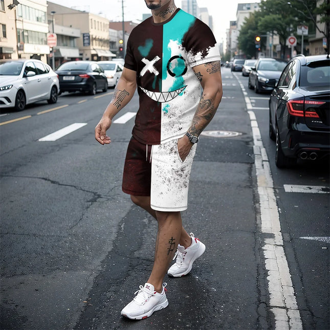2024 New Fashion Hip Hop 3D Printed Men's Suit Oversized Clothing Short Sleeve Shorts Suit Men's Sportswear Summer Casual Suit by zapcart