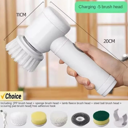 Electric Spin Scrubber, Electric scrubber with 8 Replaceable Brush Heads & Detachable Extension Handle, Power spin scrubber cord by zapcart