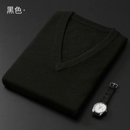 Choice Cashmere Cotton Blend Classic V Neck Men Pullover by zapcart