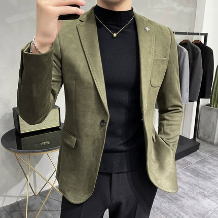 Men's Slim Fit Blazer Button High Quality CN Zhejiang by zapcart