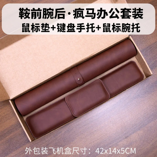 Desk Pad Waterproof PU Mouse Pad Large Mousepad Laptop Non-slip Desk Mat Keyboard Mats Mouse mat, mouse wrist guard three pieces by zapcart