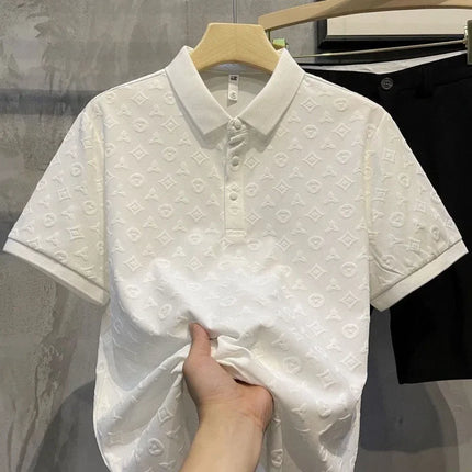 Breathable Ice Silk Mens Polo Shirt Hollow Short Sleeve CN by zapcart