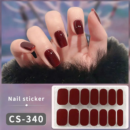 Pink Glitter Nail Stickers Full Cover Diy Manicure Deluxe by zapcart