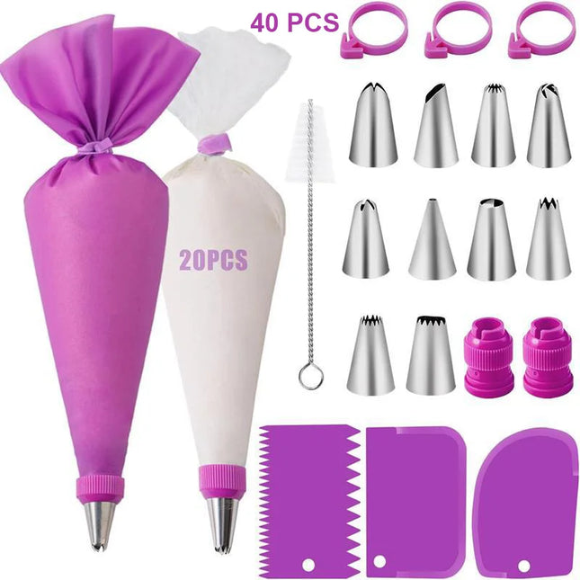Choice Silicone Piping Bags Set With Steel Tips For Newbies by zapcart