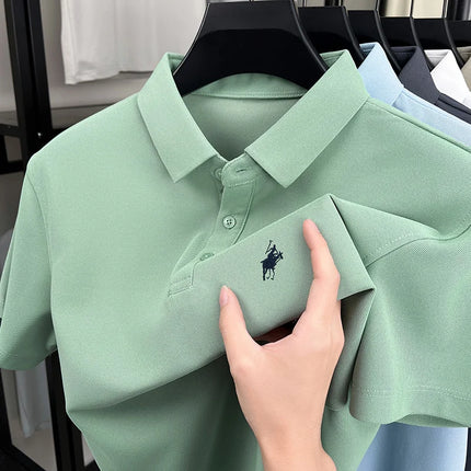 Men's Polo Shirt Embroidered Pony CN Zhejiang Breathable by zapcart