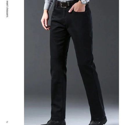 Tsingyi Men Jeans Vintage Black Straight Stretch Comfort by zapcart