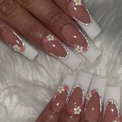 Extra Long Press On Nails Glue Included Bear Bow For Women by zapcart