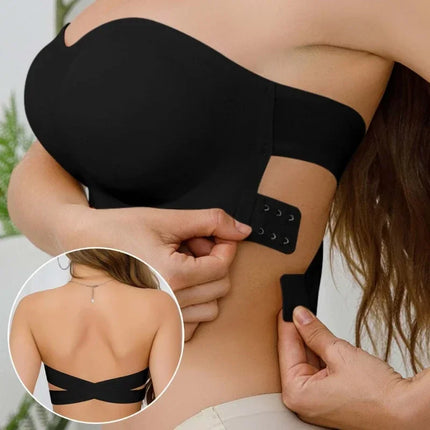 Popular Women's Strapless Bra Cross Side Buckle Underwear by zapcart