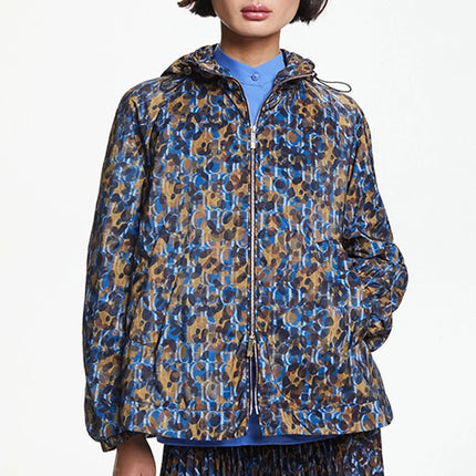 CHCH Women Print Midi Hooded Windbreaker Jacket Lightweight by zapcart