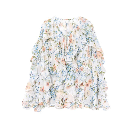 Ruffles Women Elegant Blouses Festival Tops for Ladies by zapcart