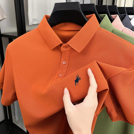 Men's Polo Shirt Embroidered Pony CN Zhejiang Breathable by zapcart