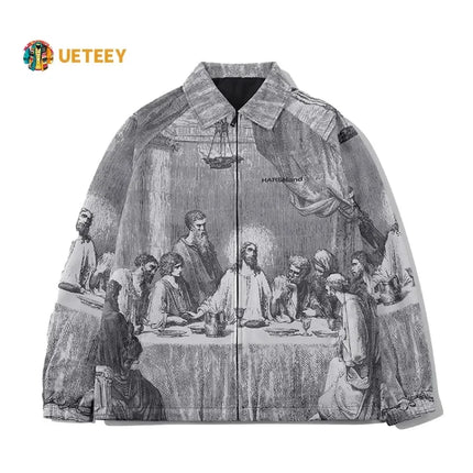 UETEEYCN Autumn Oversized Painting Print Men Jacket by zapcart
