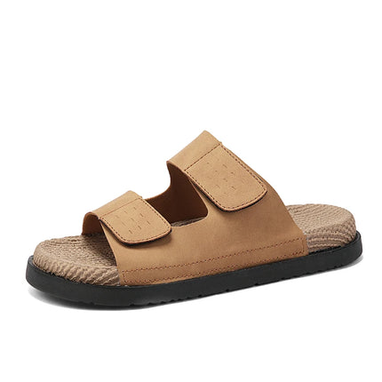 Yeinshaars Men Leather Slippers Open Toe Quick Dry Sandals by zapcart