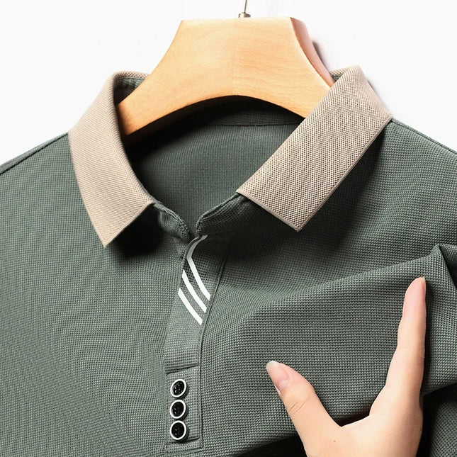 Mens Polo Shirt Breathable Polyester Business Casual Top by zapcart