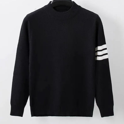 CN Zhejiang Men Knit Sweater Round Neck Striped Warm by zapcart