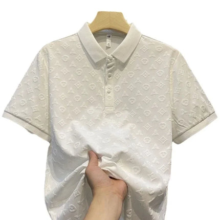 Breathable Ice Silk Mens Polo Shirt Hollow Short Sleeve CN by zapcart
