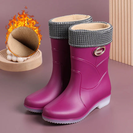 Fashionable Women Rain Boots Waterproof Non Slip Warm by zapcart
