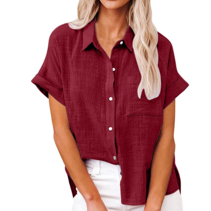 Cotton Linen Summer Tee For Women Breathable Loose Fit by zapcart