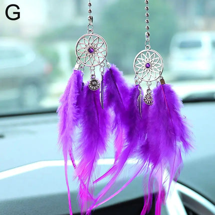 Mini Dream Catcher Car Mirror Hanger Calming Wind Chimes by zapcart