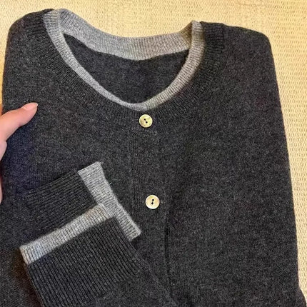 Emperoe Goat Cashmere Cardigan Dark Grey For Cold Weather by zapcart