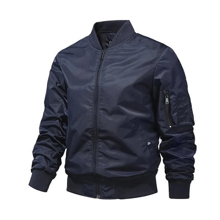 CN Jiangxi Men Bomber Jacket Solid Color Aviator Style by zapcart