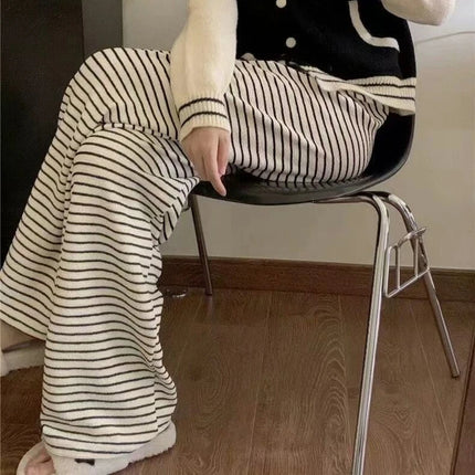 Summer Striped Wide Leg Pants Women Slimming Drapey by zapcart