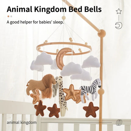 Crib Mobile Bed Bell Wooden Baby Rattles Soft Felt Cartoon Animal Bed Bell Newborn Music Box Hanging Toy Crib Bracket Baby Gifts by zapcart