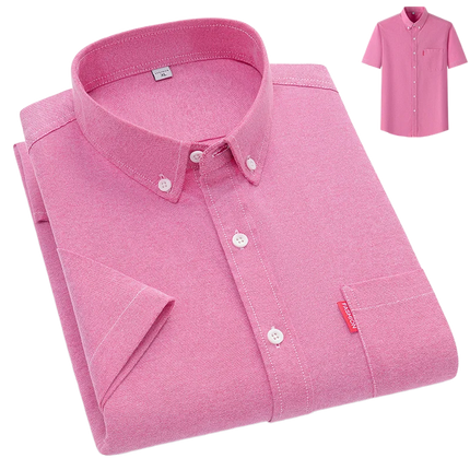 Faboten Men's Oxford Short Sleeve Shirt Slim Fit Cotton by zapcart