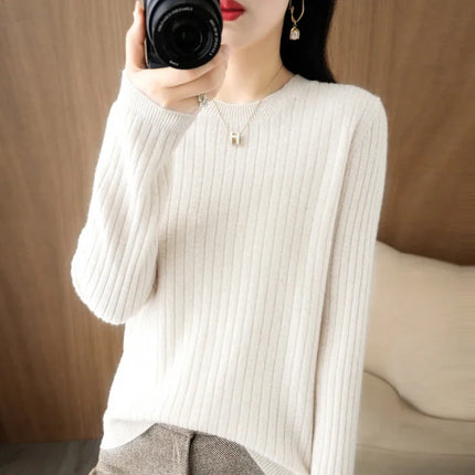 Women Sweaters Autumn Winter O Neck Stripe Warm Pullover by zapcart