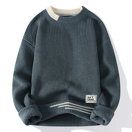 CN Jiangsu Mens Vintage Twist Sweater Harajuku Round Neck by zapcart